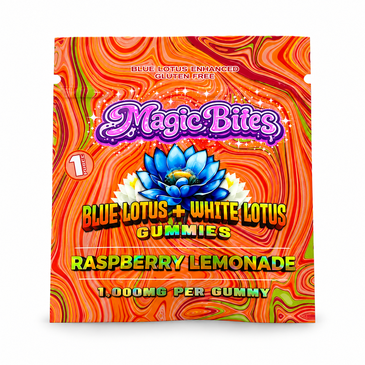 MAGIC BITES BLUE LOTUS + WHITE LOTUS GUMMIES 1000MG PER PC (25CT DISPLAY)