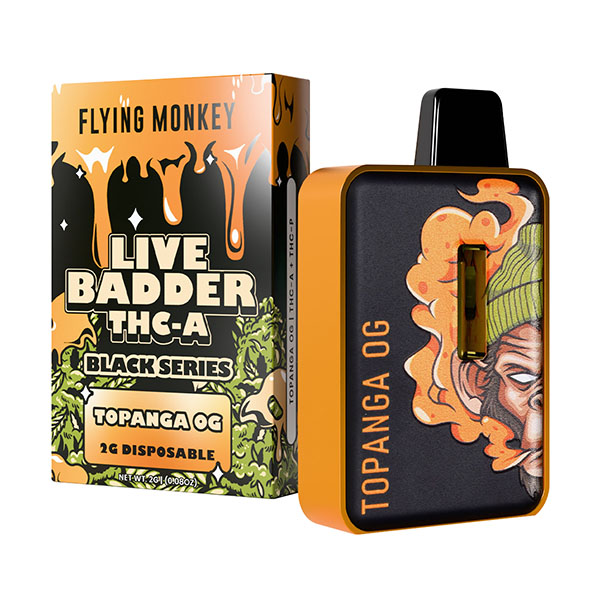 FLYING MONKEY LIVE BADDER THC-A BLACK SERIES 2G DISPOSABLE Rising Wholesale Inc. FLYING MONKEY LIVE BADDER THC-A BLACK SERIES 2G DISPOSABLE Rising Wholesale Inc.