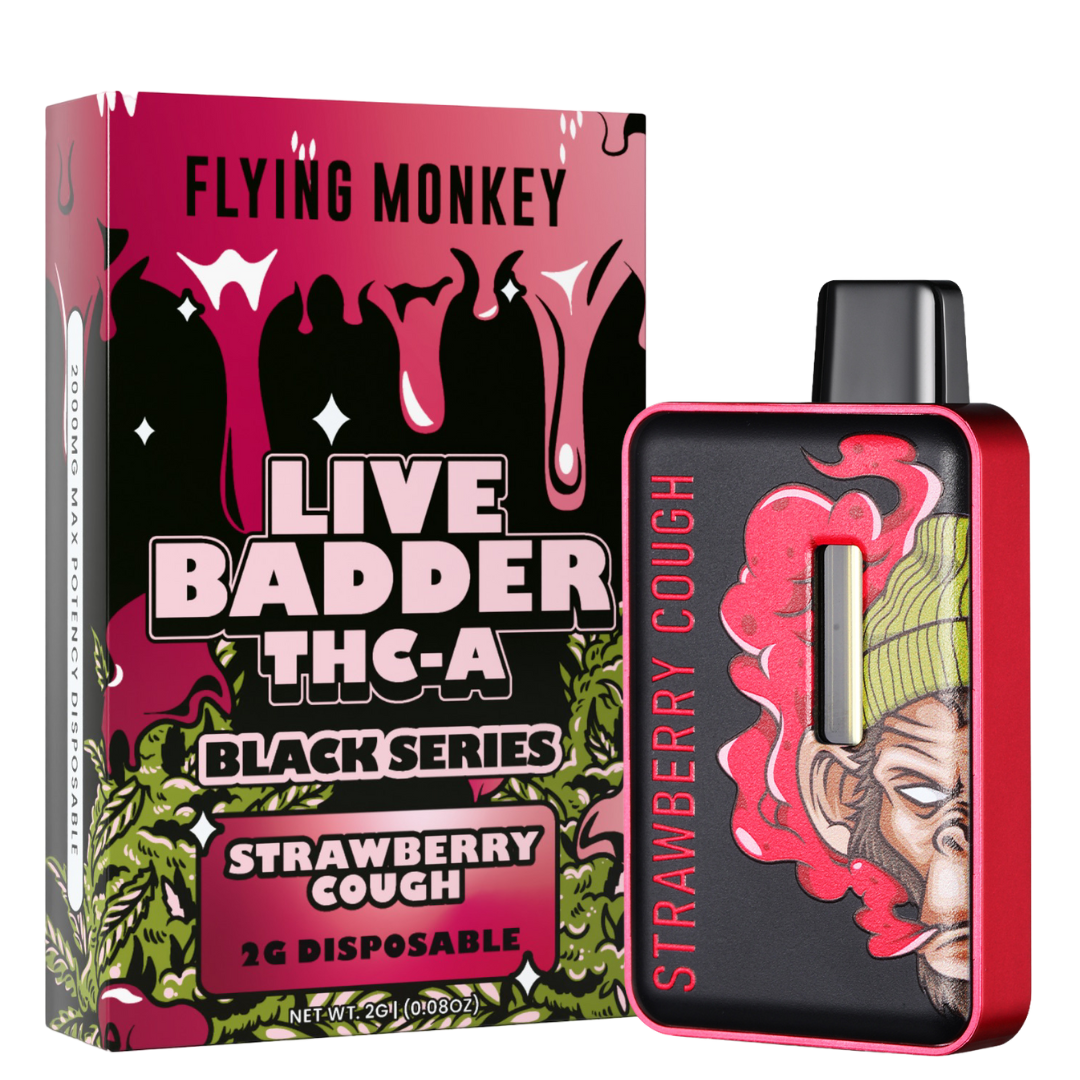 FLYING MONKEY LIVE BADDER THC-A BLACK SERIES 2G DISPOSABLE Rising Wholesale Inc. FLYING MONKEY LIVE BADDER THC-A BLACK SERIES 2G DISPOSABLE Rising Wholesale Inc.