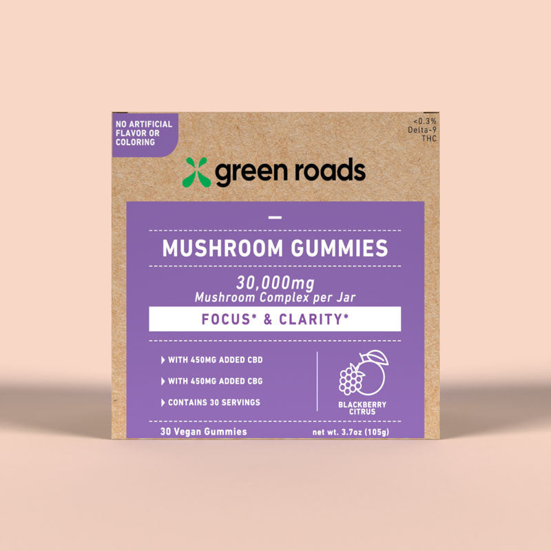 GREEN ROADS 900MG CBD + CBD MUSHROOM GUMMIES (30CT JAR)