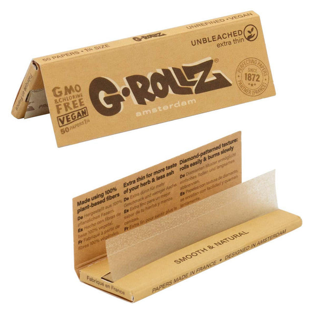 G-ROLLZ ASSORTED 50CT 1 1/4 EXTRA THIN ROLLING PAPERS + TIPS (16 BOOKLETS)