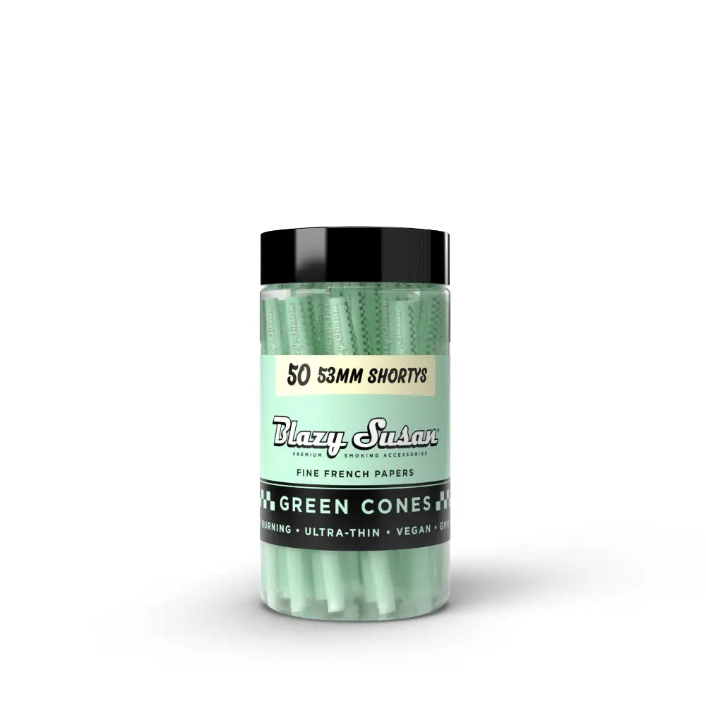 BLAZY SUSAN 53MM SHORTYS PRE ROLLED CONES (50CT/JAR) | GREEN