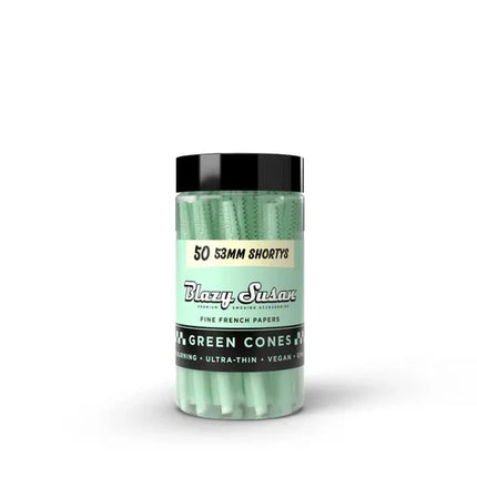 BLAZY SUSAN 53MM SHORTYS PRE ROLLED CONES (50CT/JAR) | GREEN
