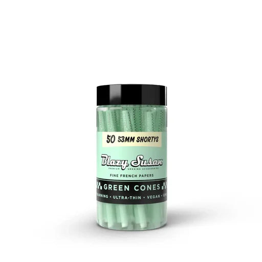 BLAZY SUSAN 53MM SHORTYS PRE ROLLED CONES (50CT/JAR) | GREEN