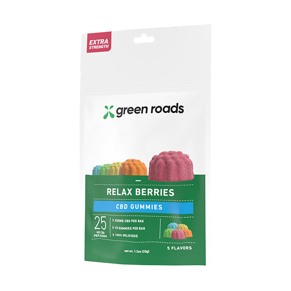 GREEN ROADS 250MG CBD GUMMIES BAG (10CT) | RELAX BERRIES