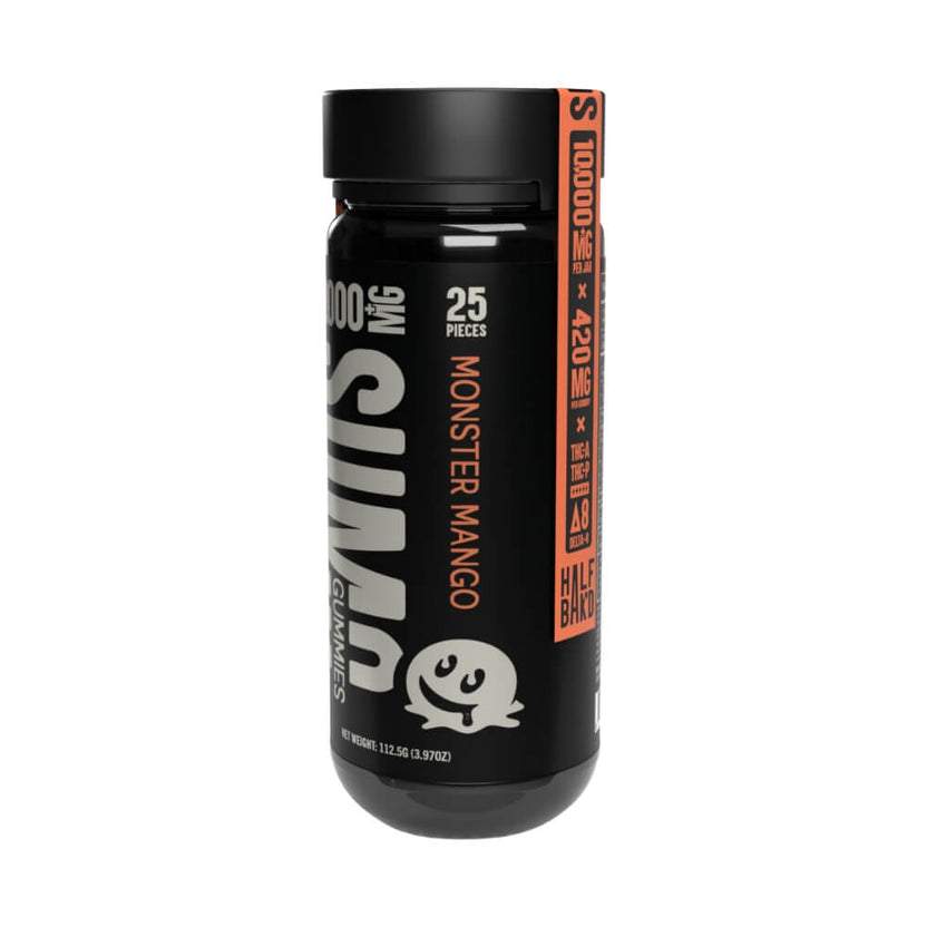 HALF BAK'D SUMO THC-A + THC-P GUMMIES 10000MG/JAR 420MG/GUMMY MONSTER MANGO 850049202923