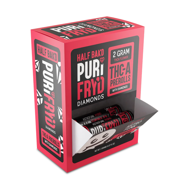 HALF BAK'D PURIFRY'D DIAMONDS THCA 2G PRE ROLLS (2OCT BOX)