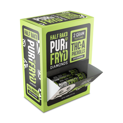 HALF BAK'D PURIFRY'D DIAMONDS THCA 2G PRE ROLLS (2OCT BOX)