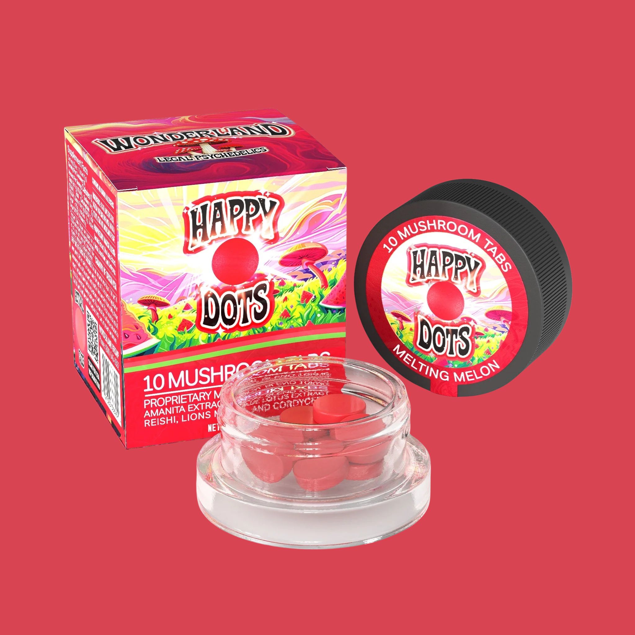 WONDERLAND HAPPY DOTS PSYCHEDELIC CHEWABLE TABLETS (10CT/JAR) | ORANGE DREAM
