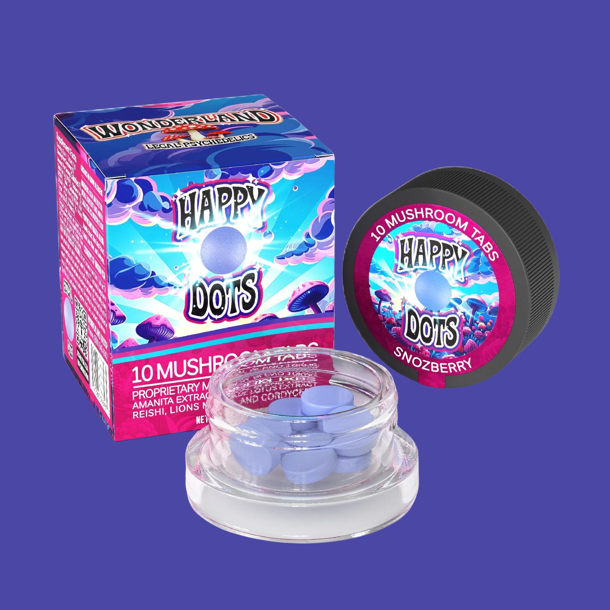 WONDERLAND HAPPY DOTS PSYCHEDELIC CHEWABLE TABLETS (10CT/JAR) | ORANGE DREAM