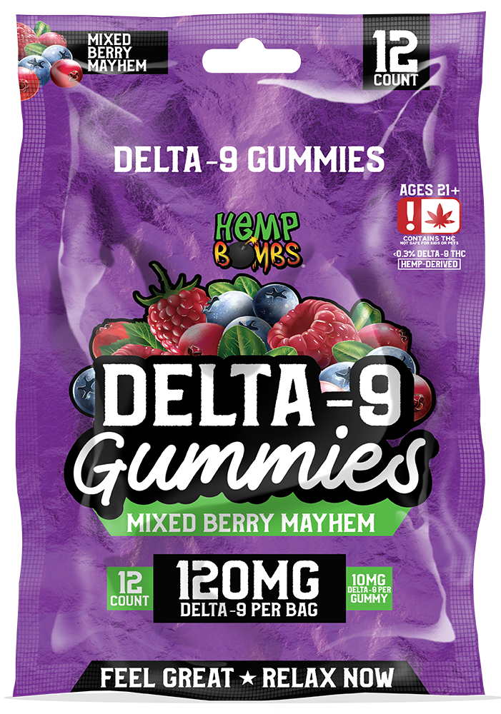 HEMP BOMBS 120MG D9 GUMMY BAG (12CT)