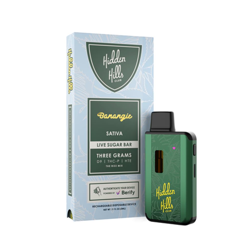 HIDDEN HILLS 3ML LIVE SUGAR BAR D9 THC-P HTE BANANGIE (SATIVA) 679625535381