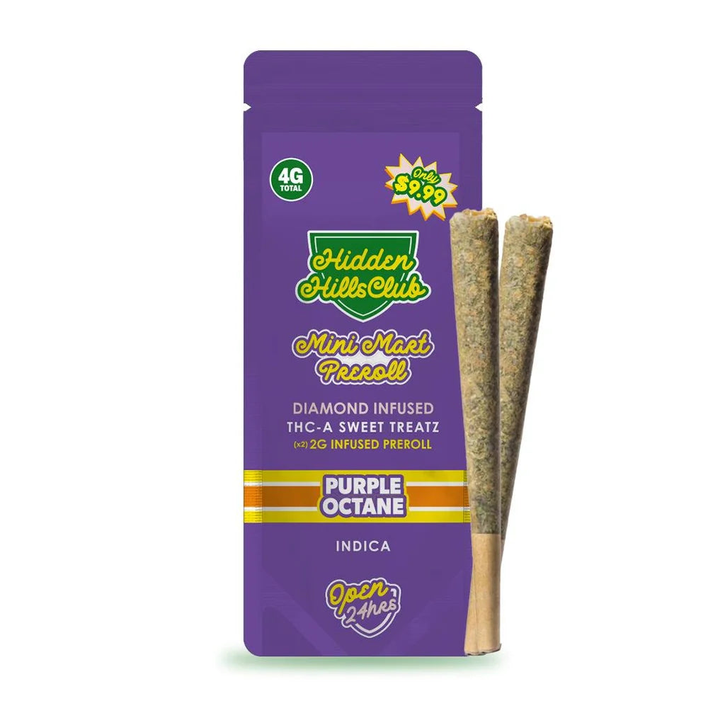 HIDDEN HILLS MINI MART PREROLLS THCA DIAMOND INFUSED (2 X 2G EACH)