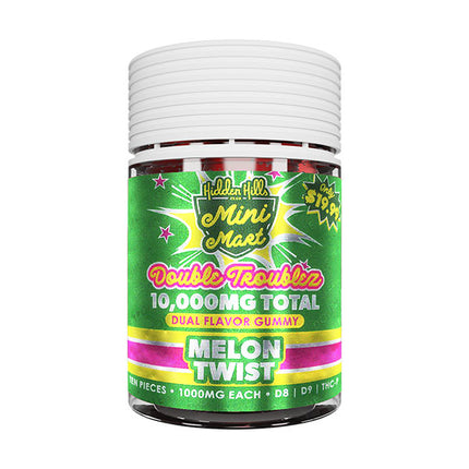HIDDEN HILLS MINI MART DOUBLE TROUBLEZ (D8 | D9 | THCP) 10,000MG JAR (1000MG PER GUMMY)