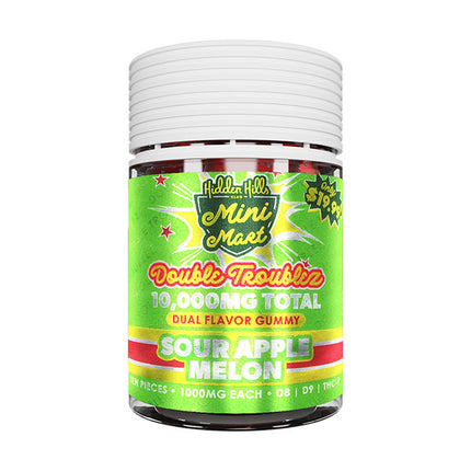 HIDDEN HILLS MINI MART DOUBLE TROUBLEZ (D8 | D9 | THCP) 10,000MG JAR (1000MG PER GUMMY)