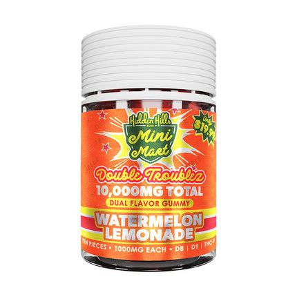 HIDDEN HILLS MINI MART DOUBLE TROUBLEZ (D8 | D9 | THCP) 10,000MG JAR (1000MG PER GUMMY)