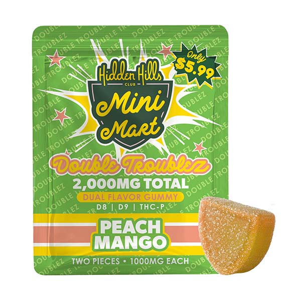 HIDDEN HILLS MINI MART DOUBLE TROUBLEZ 2000MG D8, D9, THC-P GUMMIES BOX (30CT BOX)