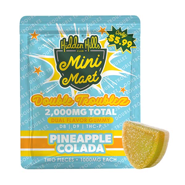 HIDDEN HILLS MINI MART DOUBLE TROUBLEZ 2000MG D8, D9, THC-P GUMMIES BOX (30CT BOX)