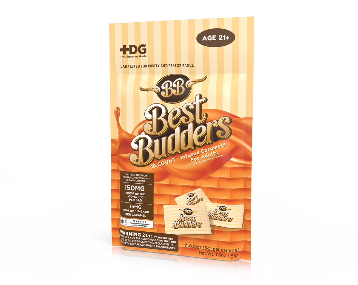 BEST BUDDERS INFUSED CARAMELS 15MG THC PER PIECE (10CT BAG)
