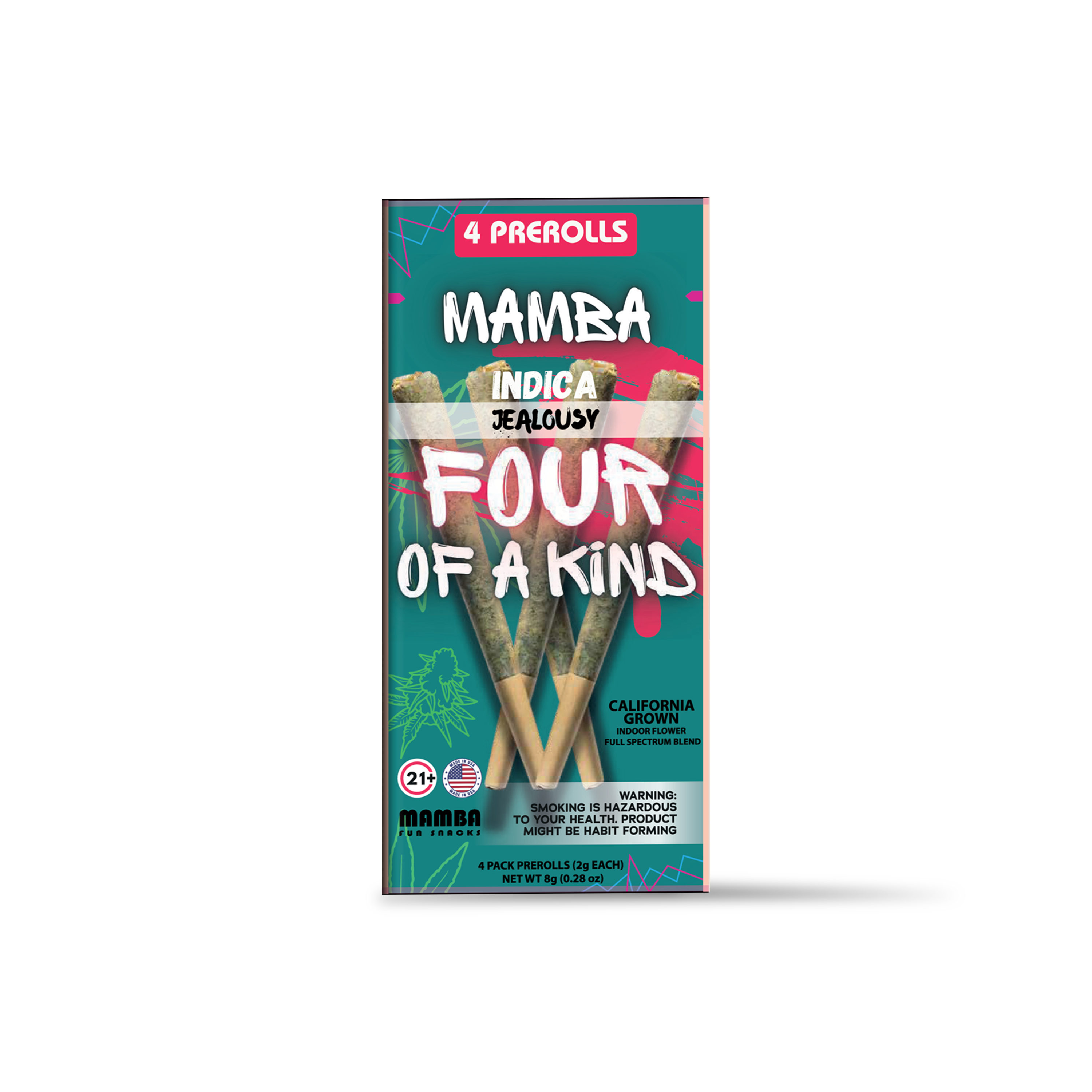 MAMBA FOUR OF A KIND 2G THC-A PRE ROLLS (4CT/PACK, 8G/PACK)