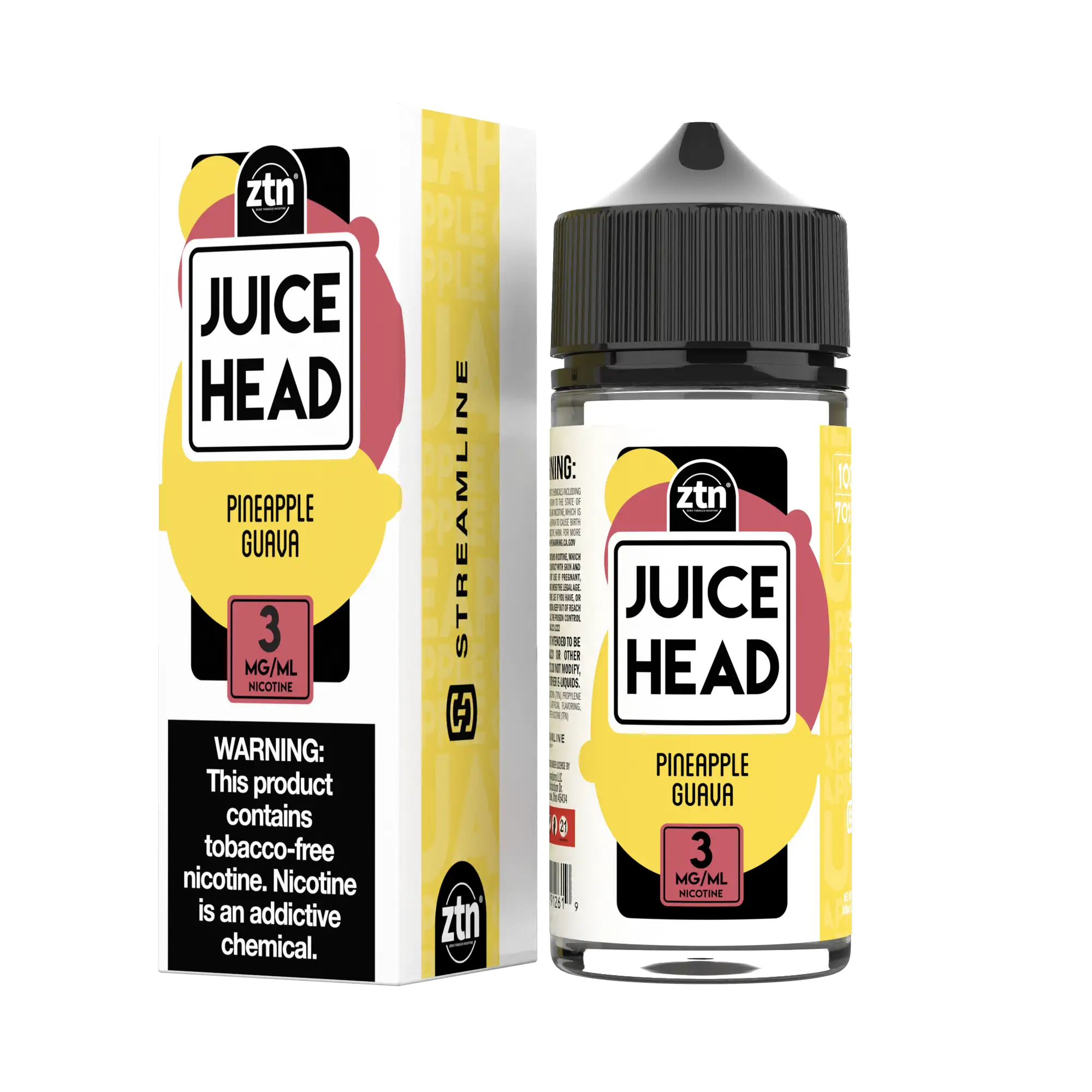 Juice Head ZTN 100ml - PINEAPPLE GUAVA 3MG E-JUICE 100ML TFN