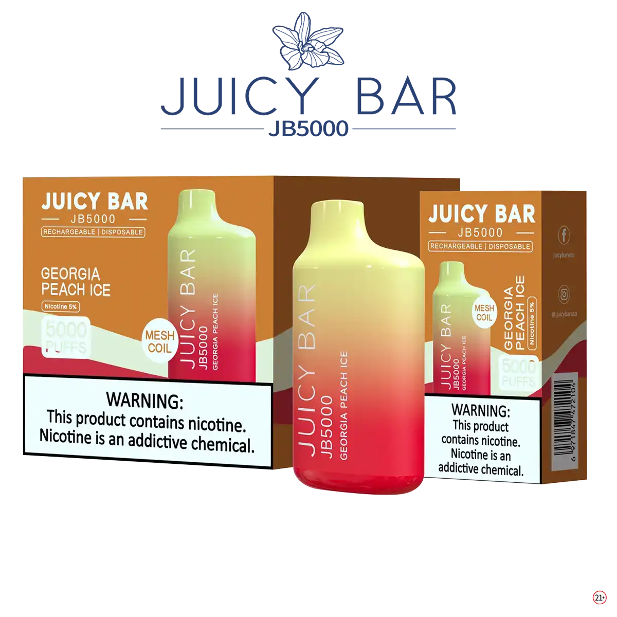 Juicy Bar 5000 (10-Pack) - Ga Peach Ice - E-Cig