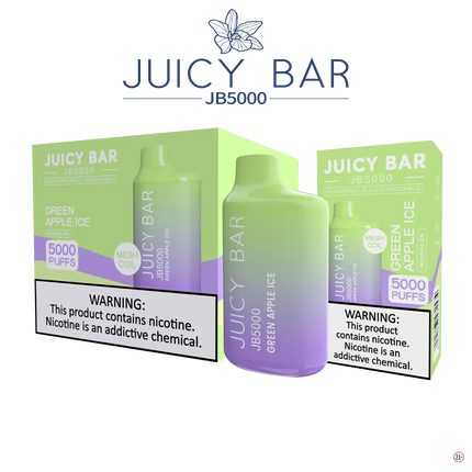 Juicy Bar 5000 (10-Pack) - Green Apple Ice - E-Cig