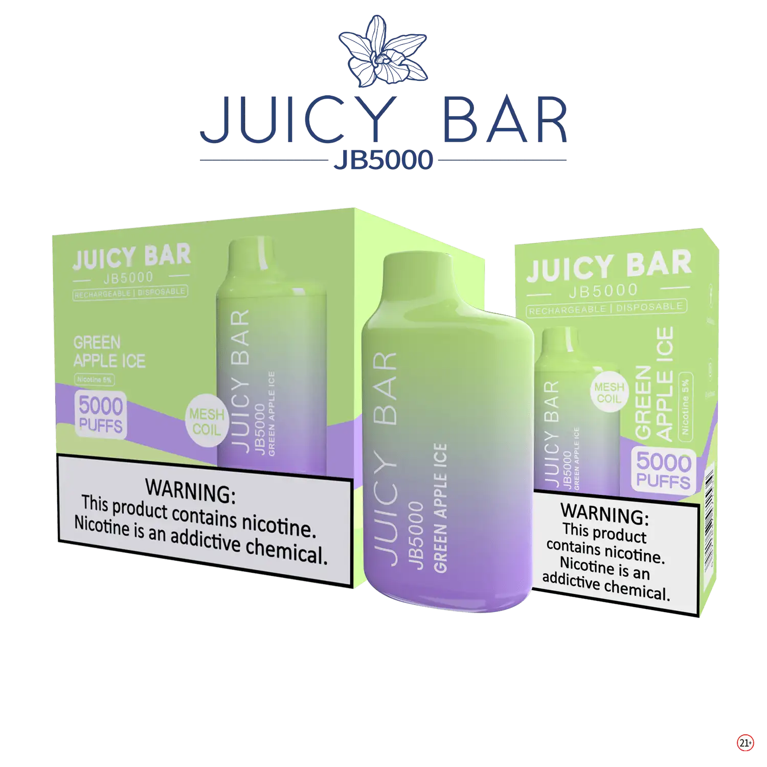 Juicy Bar 5000 (10-Pack) - Green Apple Ice - E-Cig