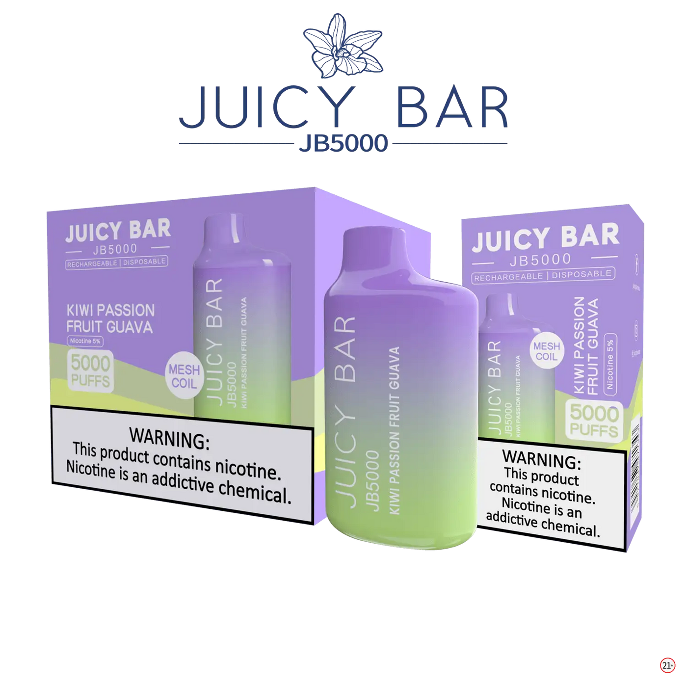 Juicy Bar 5000 (10-Pack) - Kiwi Passionfruit Guava - E-Cig