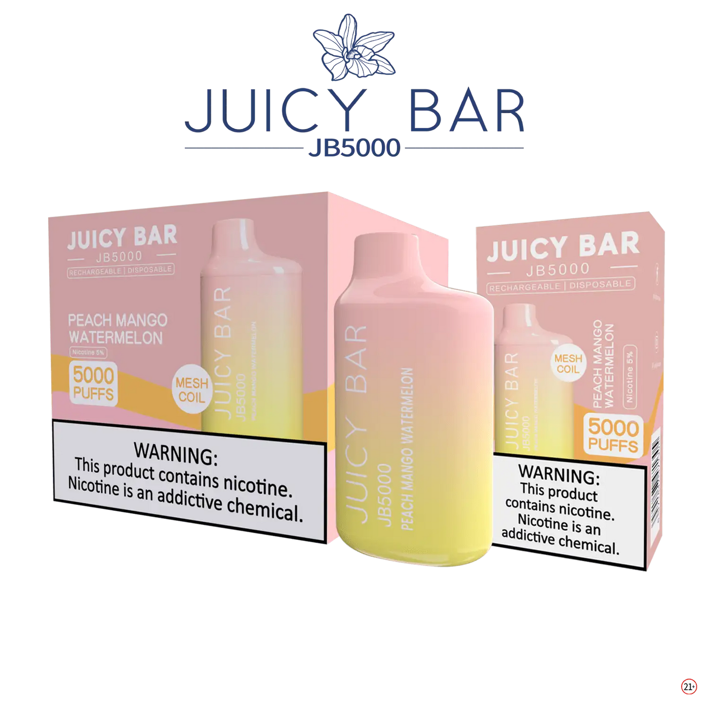 Juicy Bar 5000 (10-Pack) - Peach Mango Watermelon - E-Cig