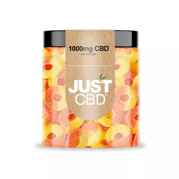JUST CBD 1000MG GUMMY JAR PEACH RINGS 692769186868