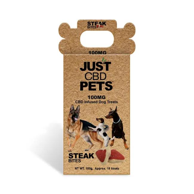 JUST CBD 100MG DOG TREATS STEAK BITES 692769186196
