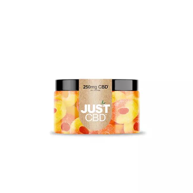 JUST CBD 250MG GUMMY JAR PEACH RINGS 692769186837