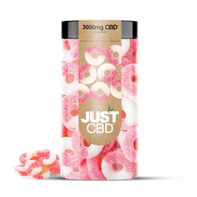 JUST CBD 3000MG GUMMY JAR WATERMELON RINGS 696831876381