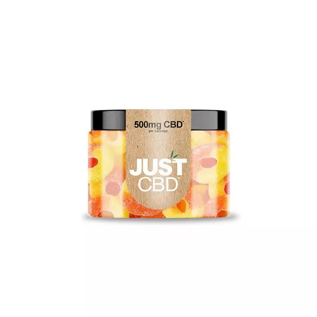 JUST CBD 500MG GUMMY JAR PEACH RINGS 692769186844