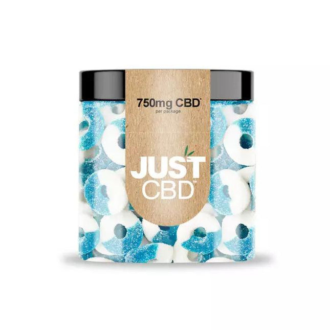 JUST CBD 750MG GUMMY JAR BLUE RASPBERRY RINGS 692769186608