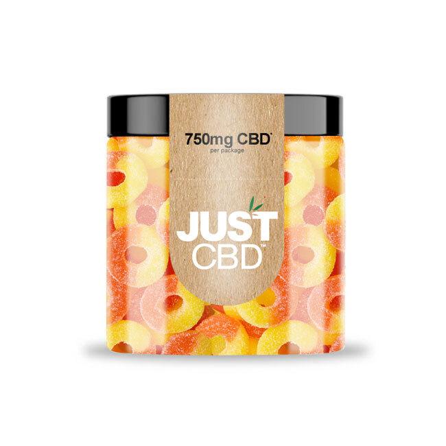JUST CBD 750MG GUMMY JAR PEACH RINGS 692769186851