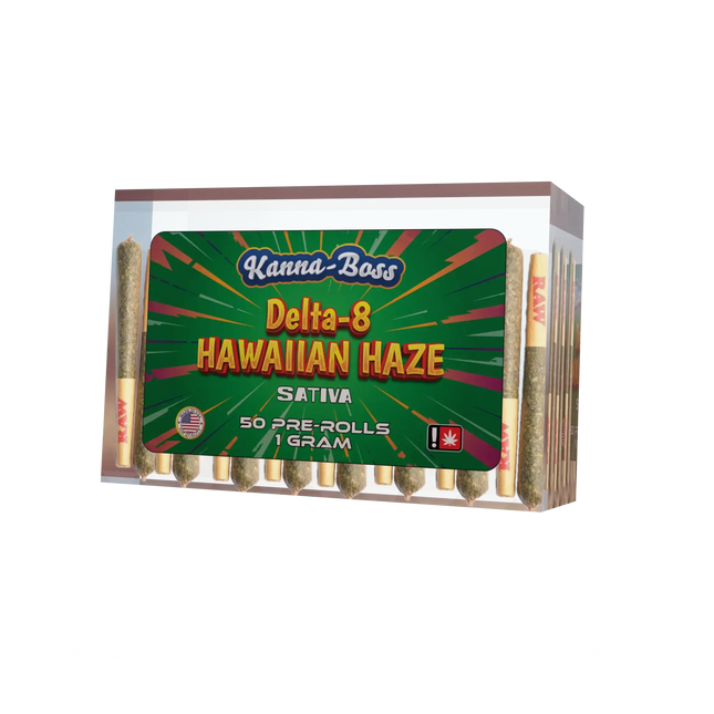 KANNA-BOSS DELTA 8 50CT PRE ROLLS - HAWAIIAN HAZE - DELTA