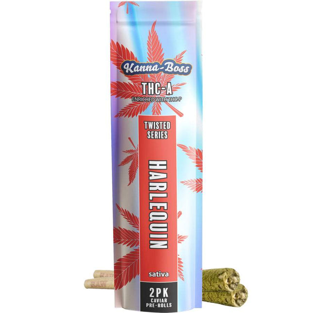 KANNA-BOSS TWISTED CAVIAR THC-A 1 GRAM PRE ROLLS 2CT/PACK HARLEQUIN (SATIVA) 789049520372