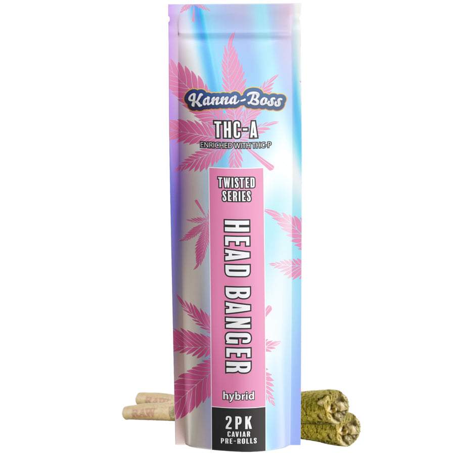 KANNA-BOSS TWISTED CAVIAR THC-A 1 GRAM PRE ROLLS 2CT/PACK HEAD BANGER (HYBRID) 789049520365