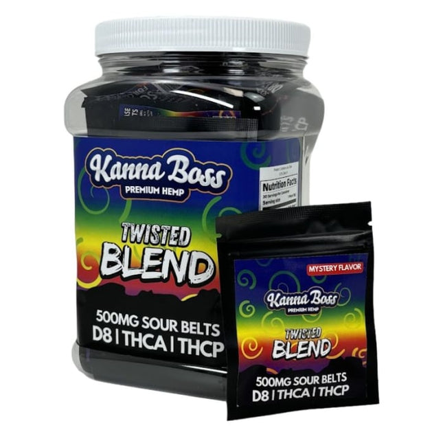 KANNA BOSS TWISTED BLEND (D8 | THCA | THCP) 500MG SOUR BELTS (30CT JAR)