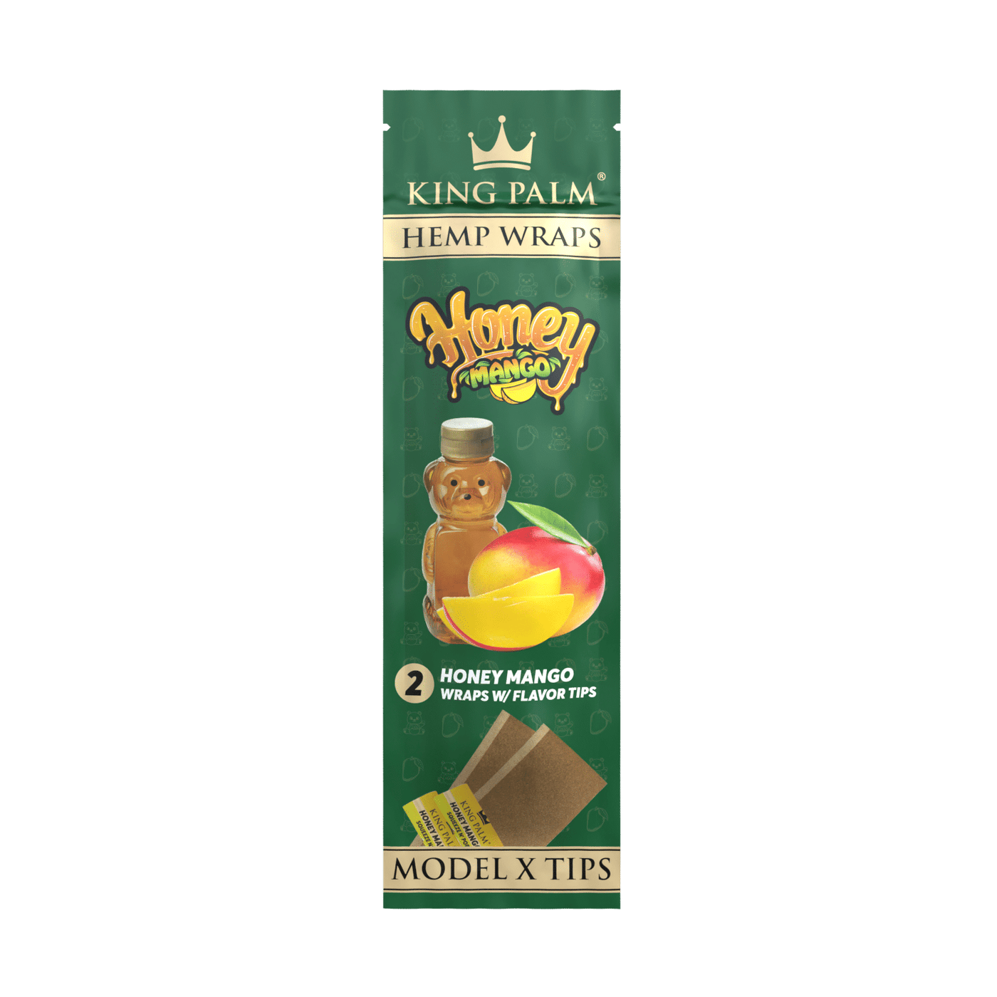 KING PALM HEMP WRAPS 2CT/PACK 15PACK/DISPLAY - HONEY MANGO -