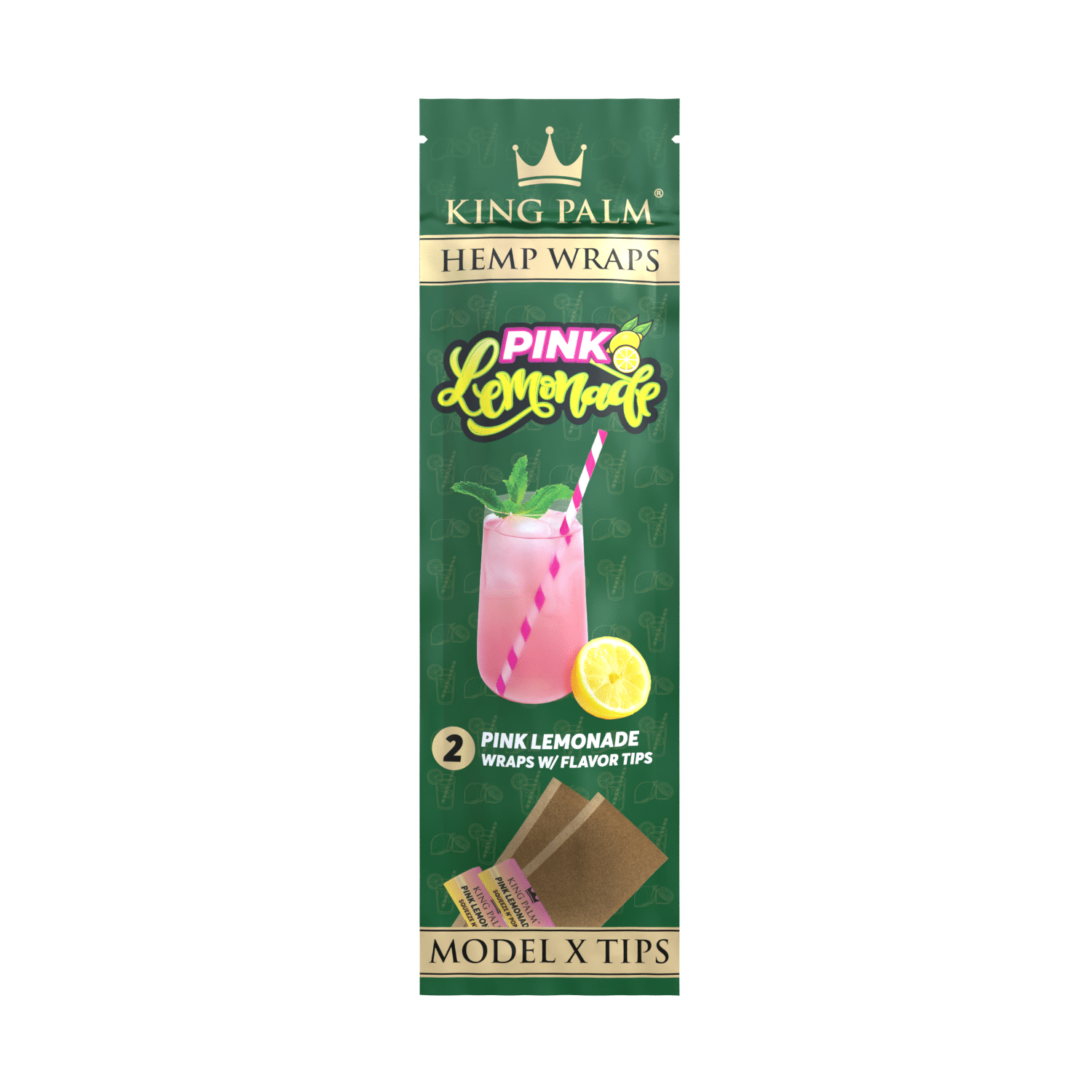 KING PALM HEMP WRAPS 2CT/PACK 15PACK/DISPLAY - PINK LEMONADE