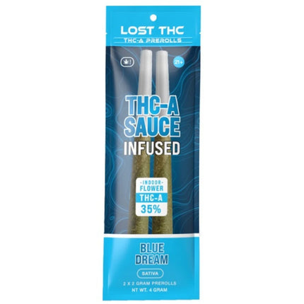 LOST THC THC-A SAUCE INFUSED PREROLLS 2 X 2 GRAMS EACH / PACK