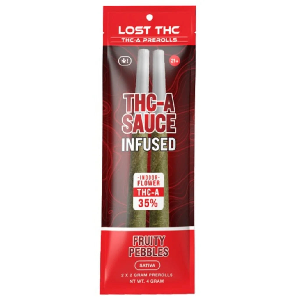 LOST THC THC-A SAUCE INFUSED PREROLLS 2 X 2 GRAMS EACH / PACK