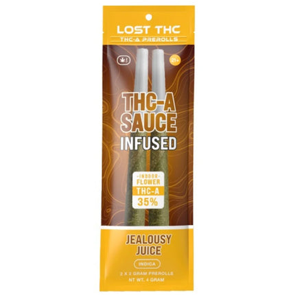 LOST THC THC-A SAUCE INFUSED PREROLLS 2 X 2 GRAMS EACH / PACK