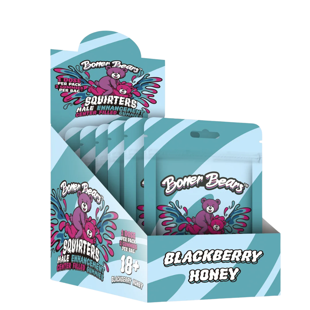 BONER BEAR SQUIRTERS CENTER FILLED ENHANCEMENT GUMMIES (12 BAG DISPLAY)
