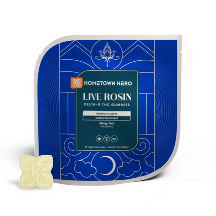 HOMETOWN HERO 25MG D9 LIVE ROSIN GUMMIES (10CT/PACK)