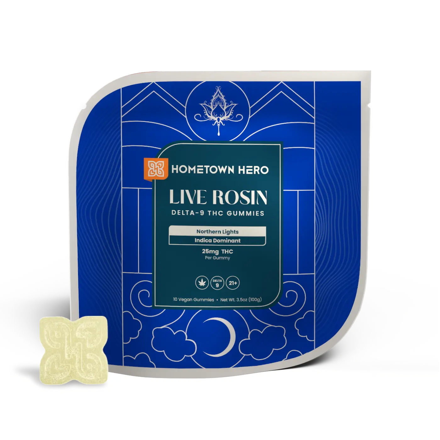HOMETOWN HERO 25MG D9 LIVE ROSIN GUMMIES (10CT/PACK)