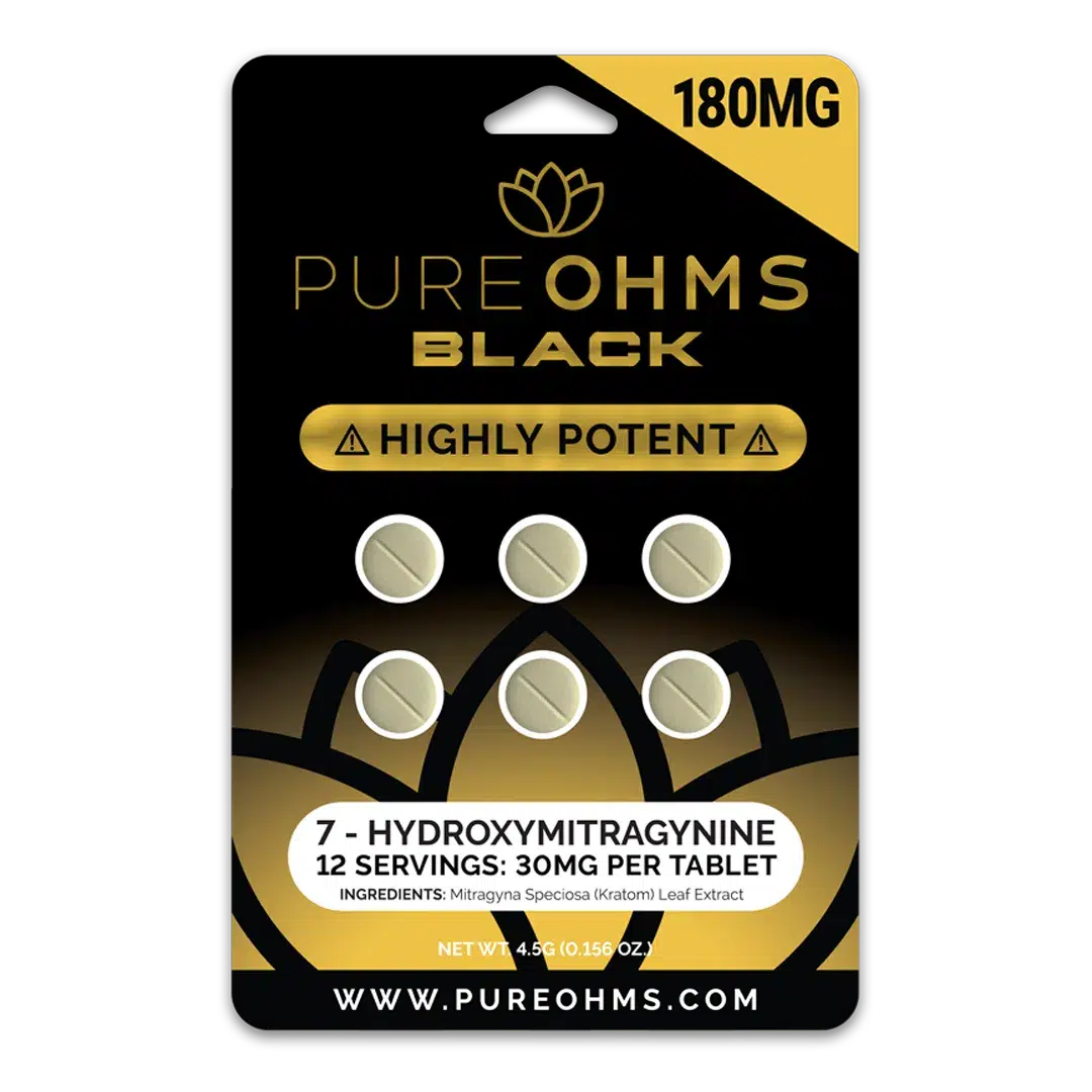 PUREOHMS BLACK 7-HYDROXYMITRAGYNINE 30MG CHEWABLE TABLETS (6CT/PK)